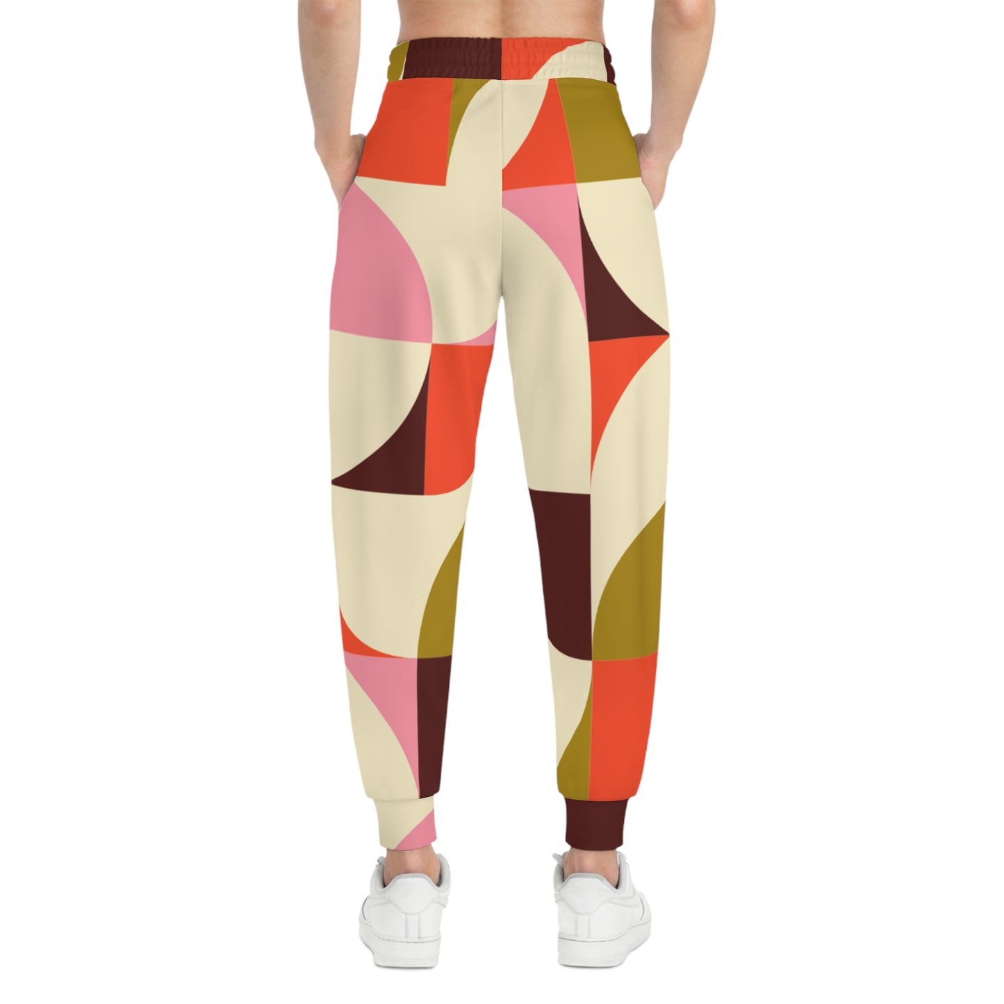 Retro Geometric Joggers — Colorblock Abstract Athletic Sweatpants
