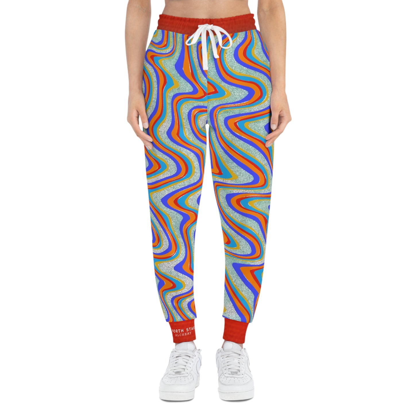 Ride or Die Wavy Teal All-Over Print Joggers — Retro Swirl Athletic Pants