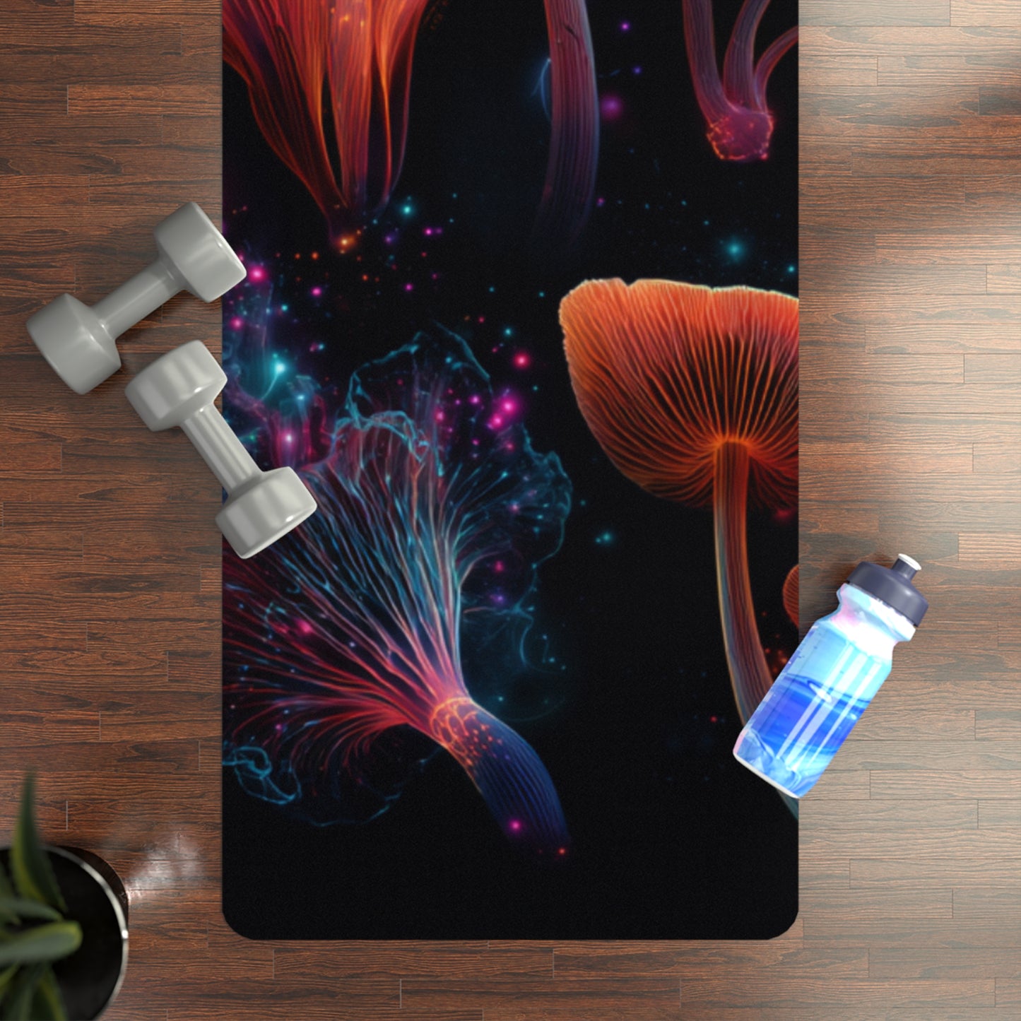 Mushy Mat Cosmic Glow Rubber Yoga Mat — Neon Mushroom Meditation Mat