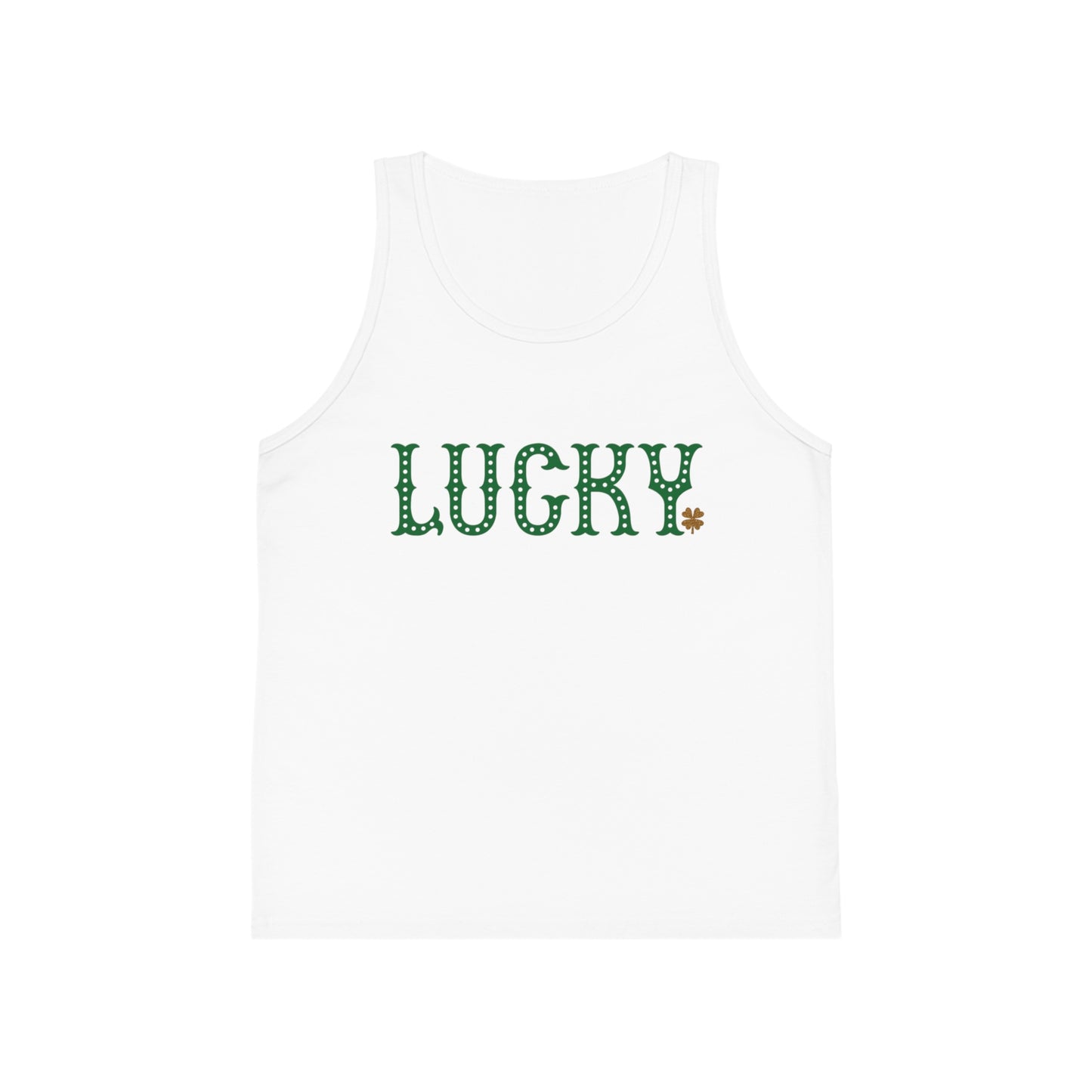 Lucky Kids Tank Top — 'Lucky' with Shamrock Youth Jersey Tank (St. Patrick's Day)