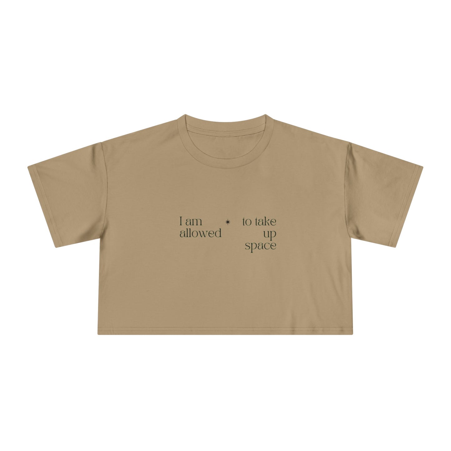 Crop Tee — "I am allowed to take up space" Floral DNA Graphic