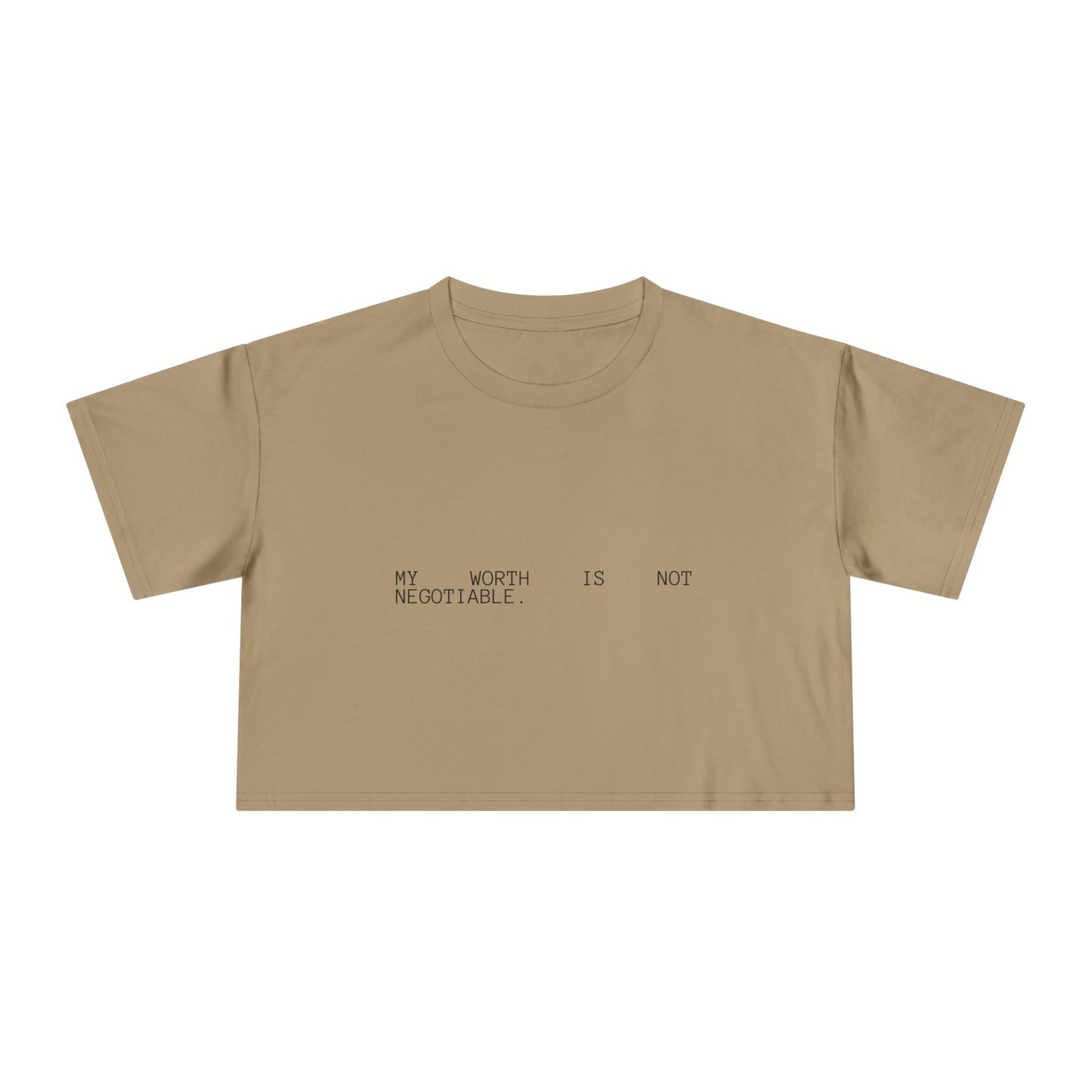 Crop Tee — "My Worth Is Not Negotiable" Rose Graphic Feminist Top