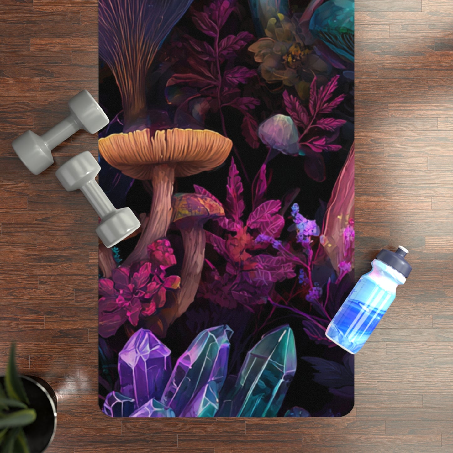 Mushy Mat Mystic Mushroom Rubber Yoga Mat — Purple Crystal Forest Non‑Slip Mat