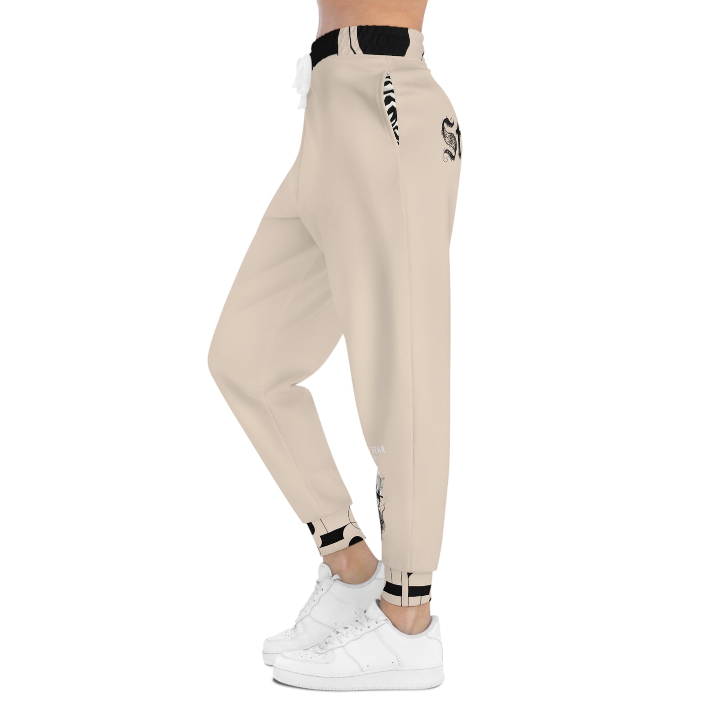 Still Juicy Athletic Joggers — Graphic Brown Joggers with 'Still Juicy' Back Text & North Star Raccoon Accent