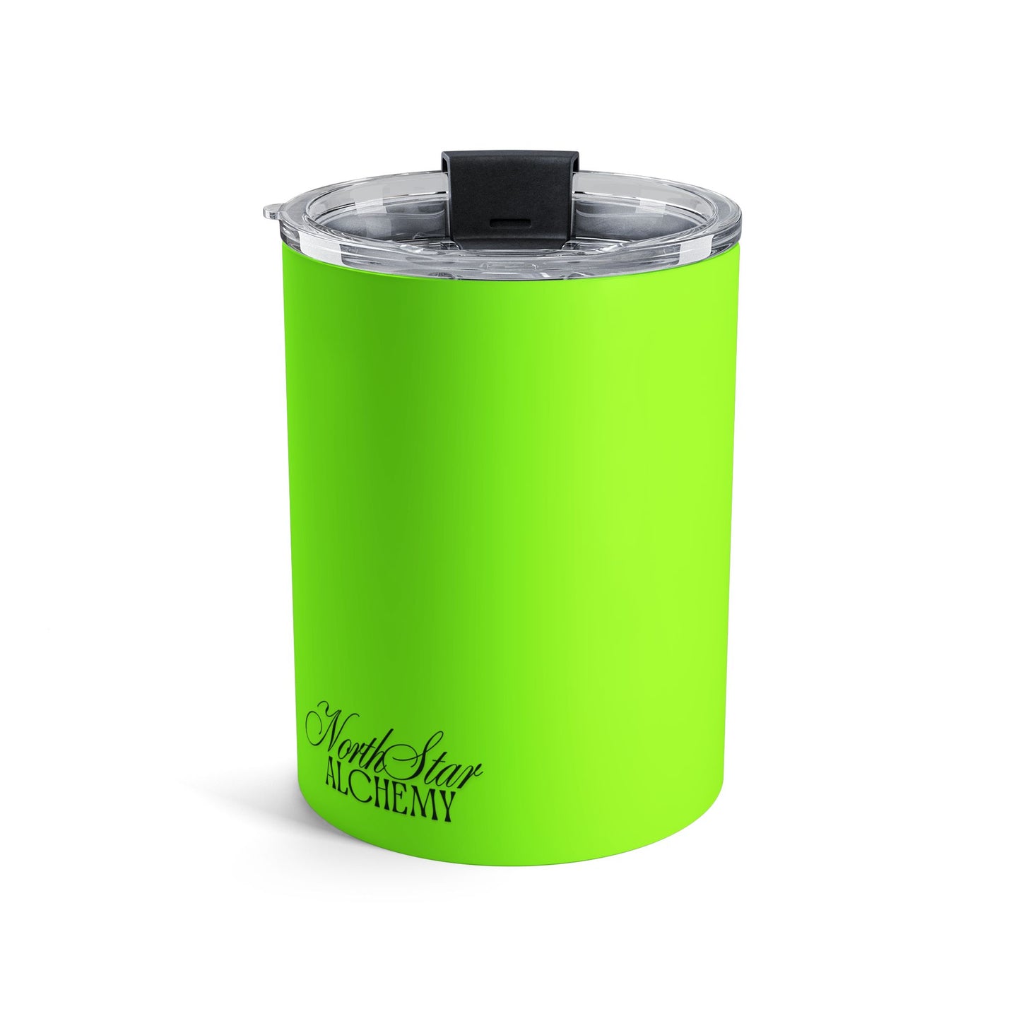 10oz Mystic Eye Tumbler — Neon Green Spiritual Drinkware ("Do Not Rush That Which Wishes to Be Time")
