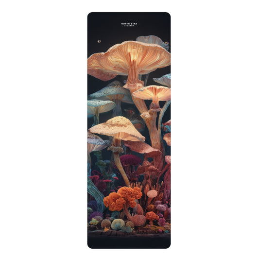 Mushy Mat Glow Rubber Yoga Mat — Mystical Forest Mushroom Travel Mat