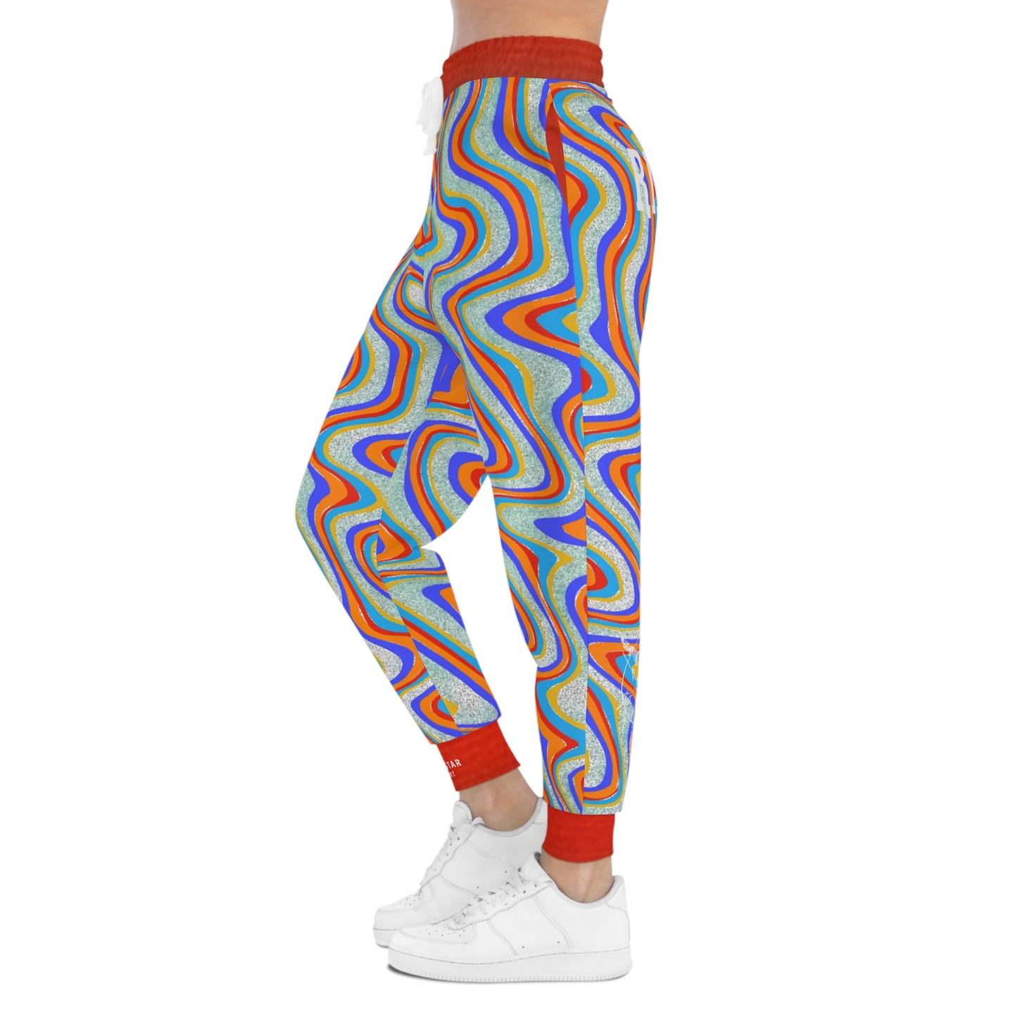 Ride or Die Wavy Teal All-Over Print Joggers — Retro Swirl Athletic Pants
