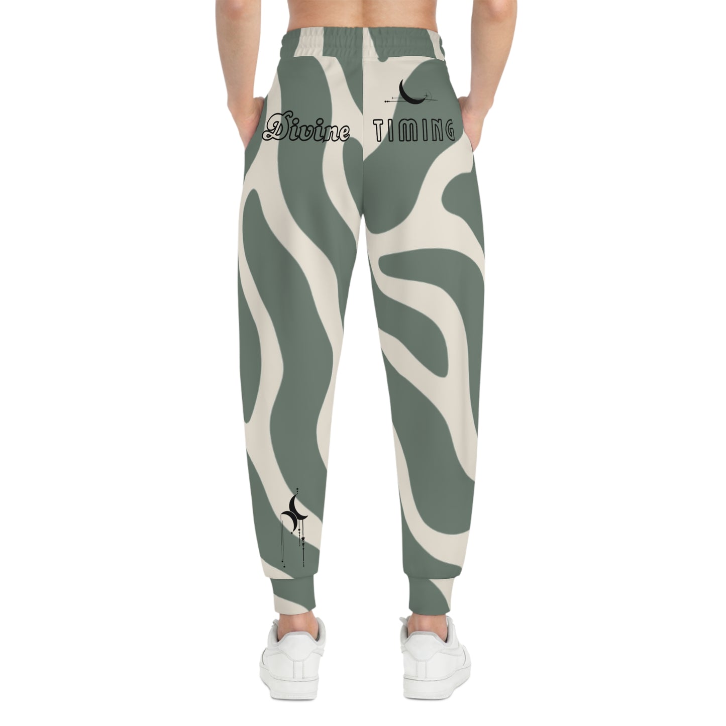 Divine Timing Wavy Sage Athletic Joggers — Funky All-Over Print Sweatpants