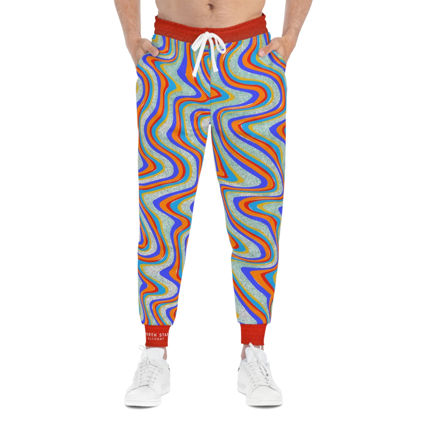 Ride or Die Wavy Teal All-Over Print Joggers — Retro Swirl Athletic Pants