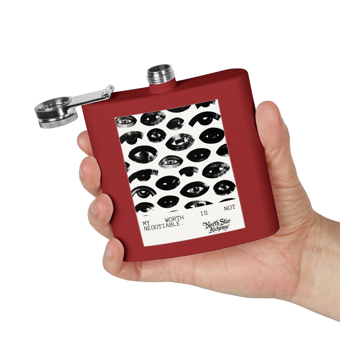 Aqua Stainless Steel Flask — "Northstar Alchemy" 6oz Hip Flask