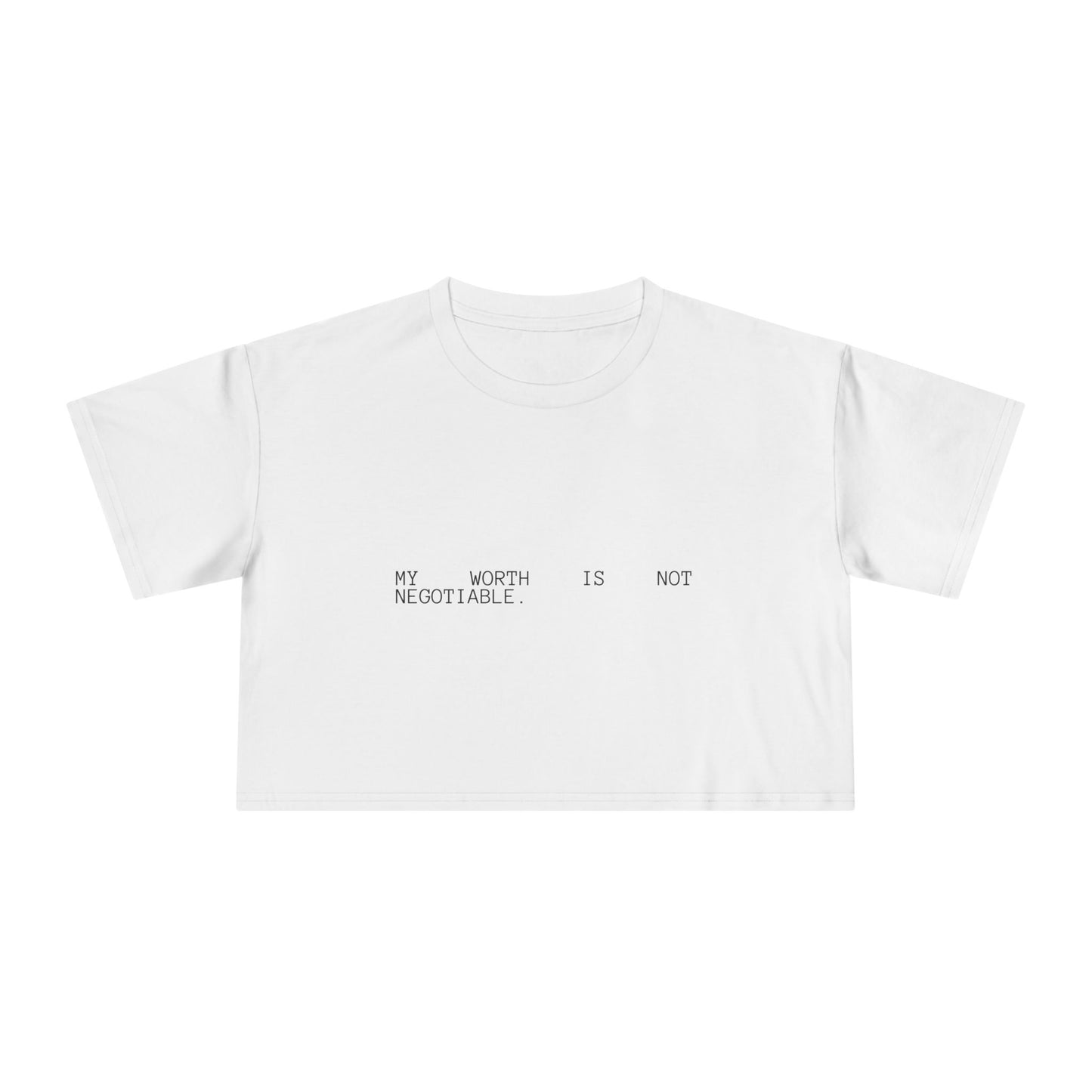 Crop Tee — "My Worth Is Not Negotiable" Rose Graphic Feminist Top