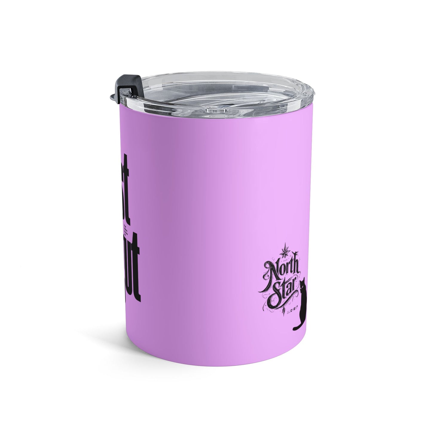 I Trust My Gut 10oz Insulated Tumbler — Pink Travel Coffee Cup with Cat & North Star Logo