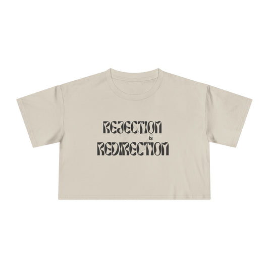 Crop Tee — "Rejection Is Redirection" Compass Graphic Inspirational Women’s Crop Tee