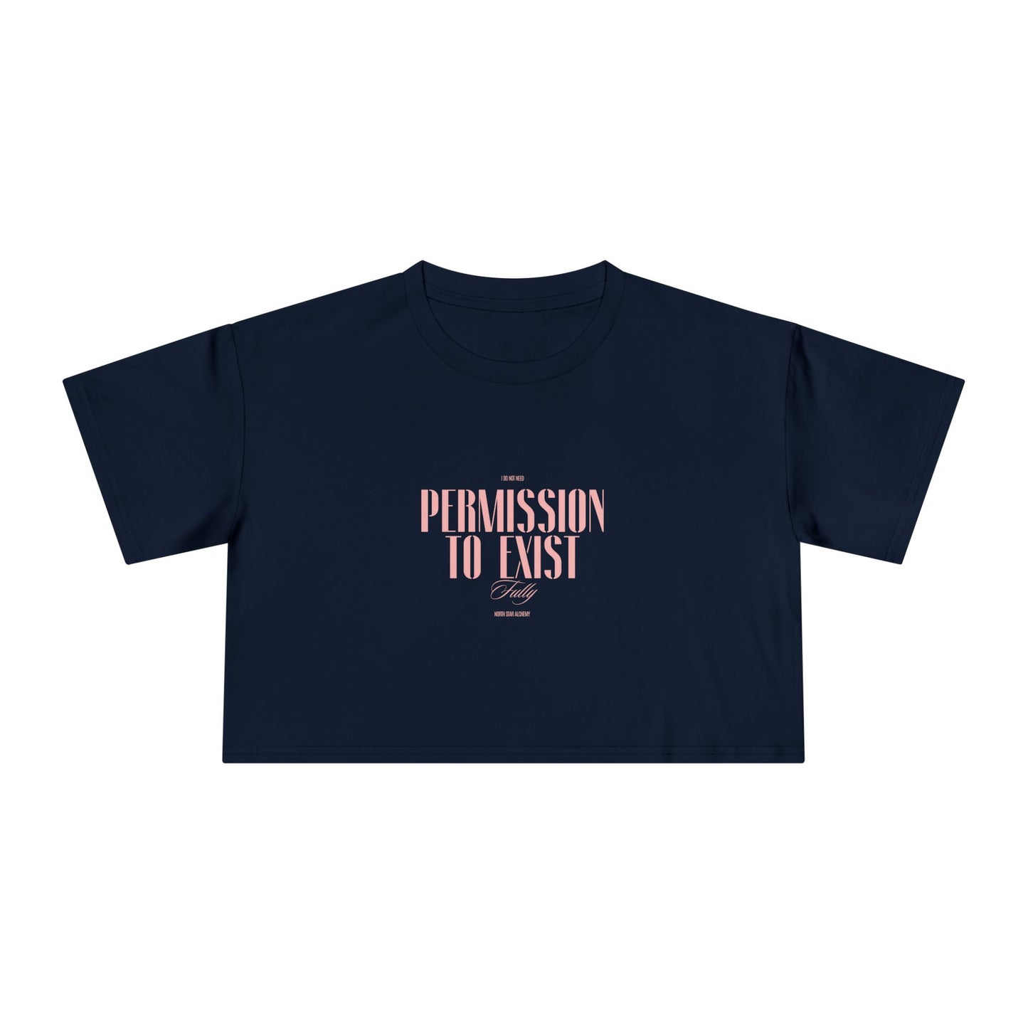 Crop Tee — "Permission to Exist" Feminist Rose Graphic Crop Tee