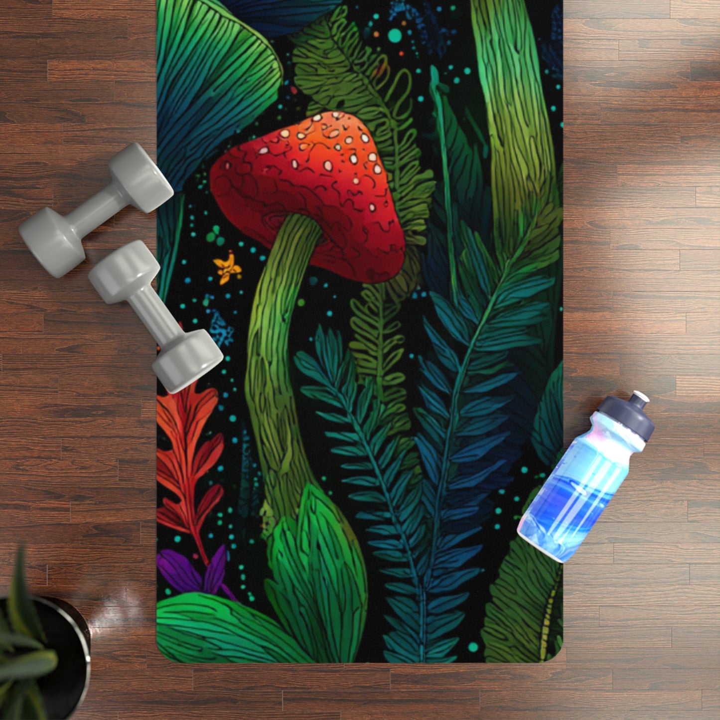Mushy Mat Mushroom Forest Rubber Yoga Mat — Vibrant Psychedelic Botanical Design