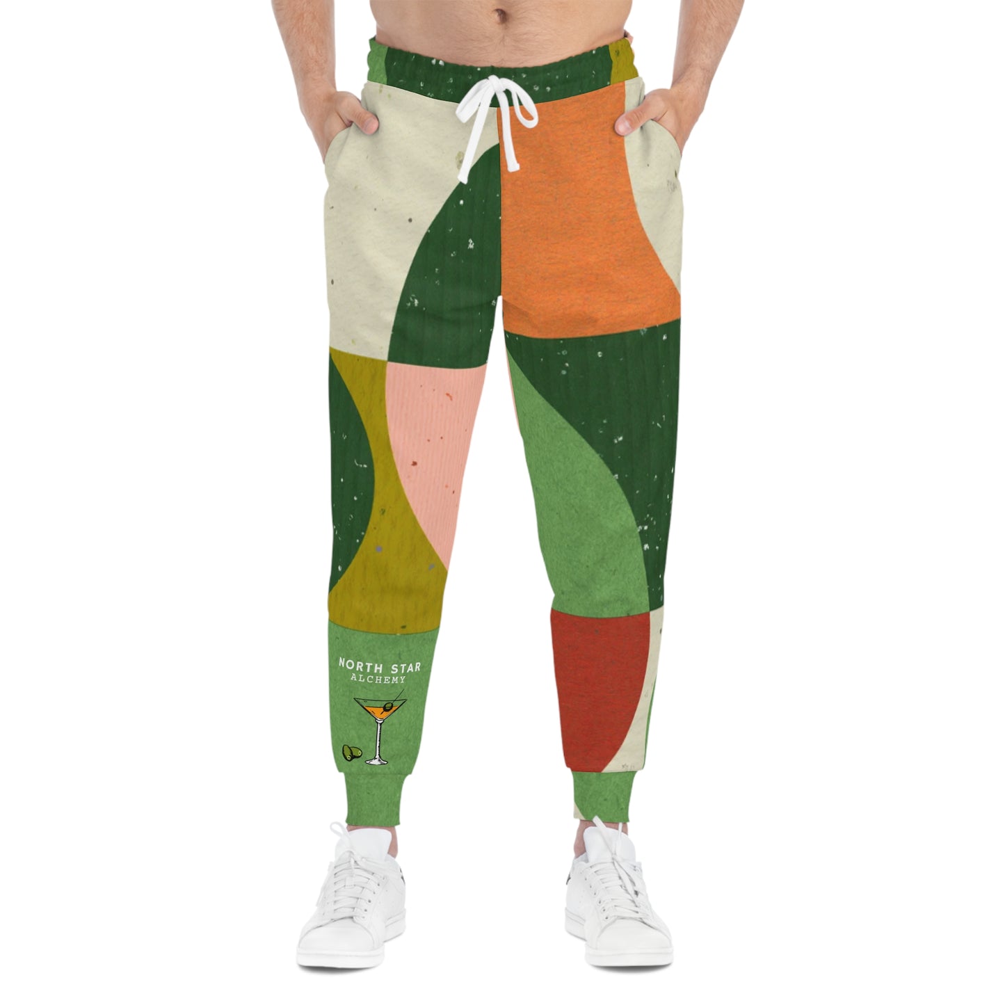 Dirty Cowgirl Retro Geometric Athletic Joggers — 'Shaken Not Stirred' Cocktail Design