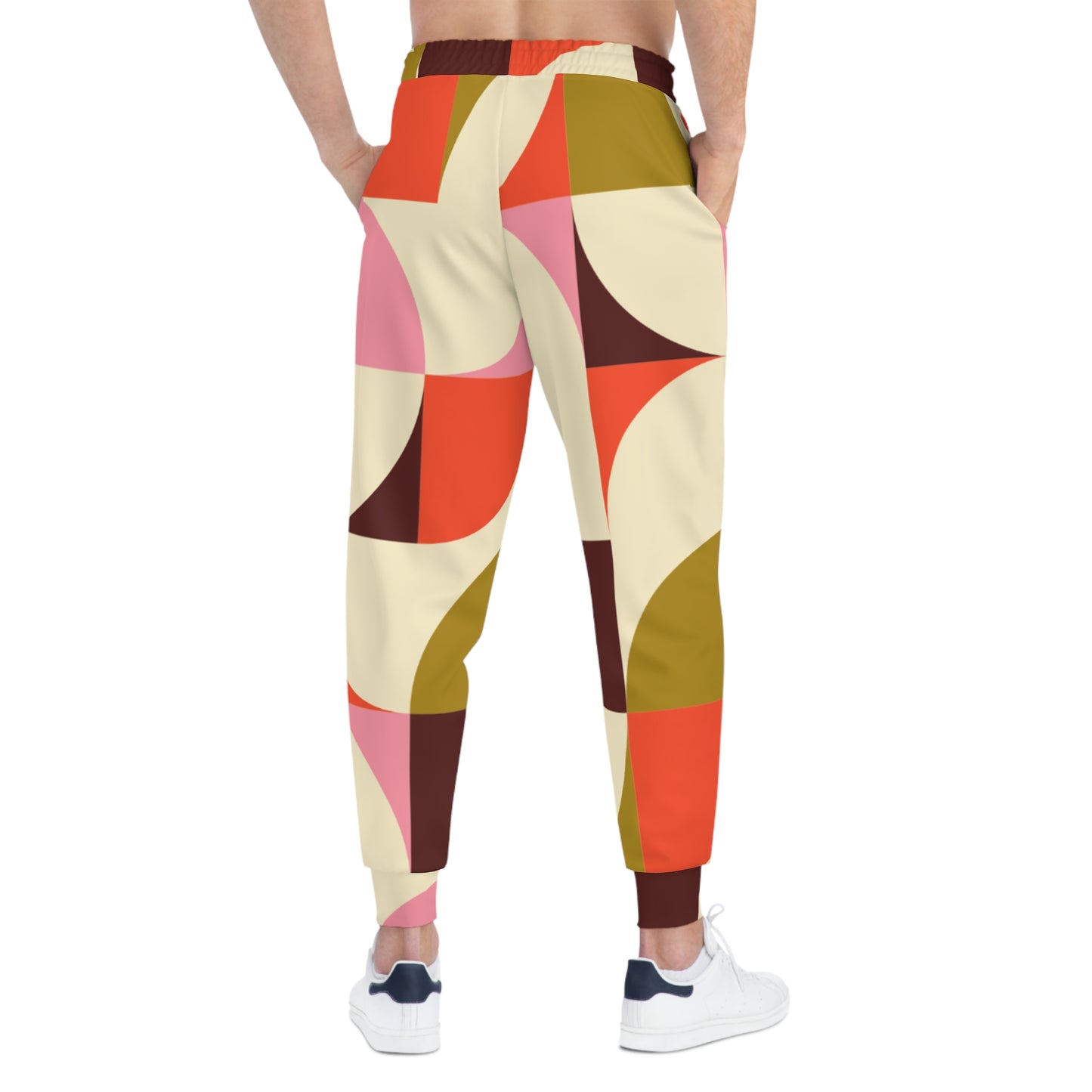 Retro Geometric Joggers — Colorblock Abstract Athletic Sweatpants