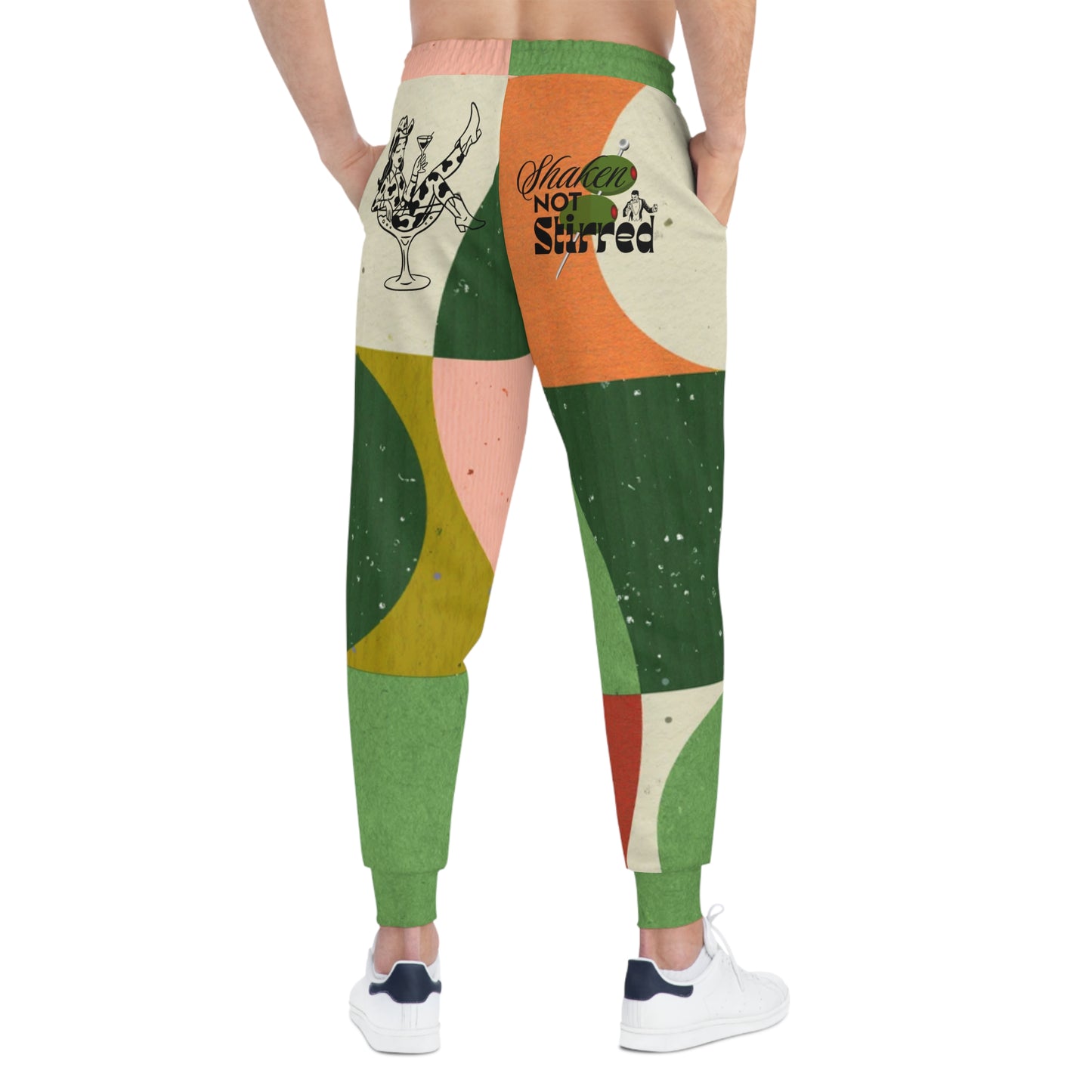 Dirty Cowgirl Retro Geometric Athletic Joggers — 'Shaken Not Stirred' Cocktail Design