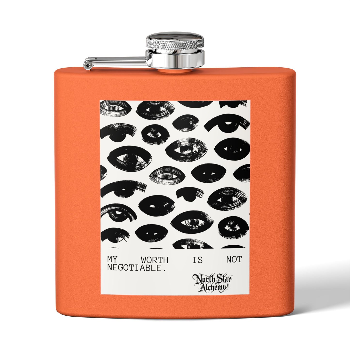 Aqua Stainless Steel Flask — "Northstar Alchemy" 6oz Hip Flask