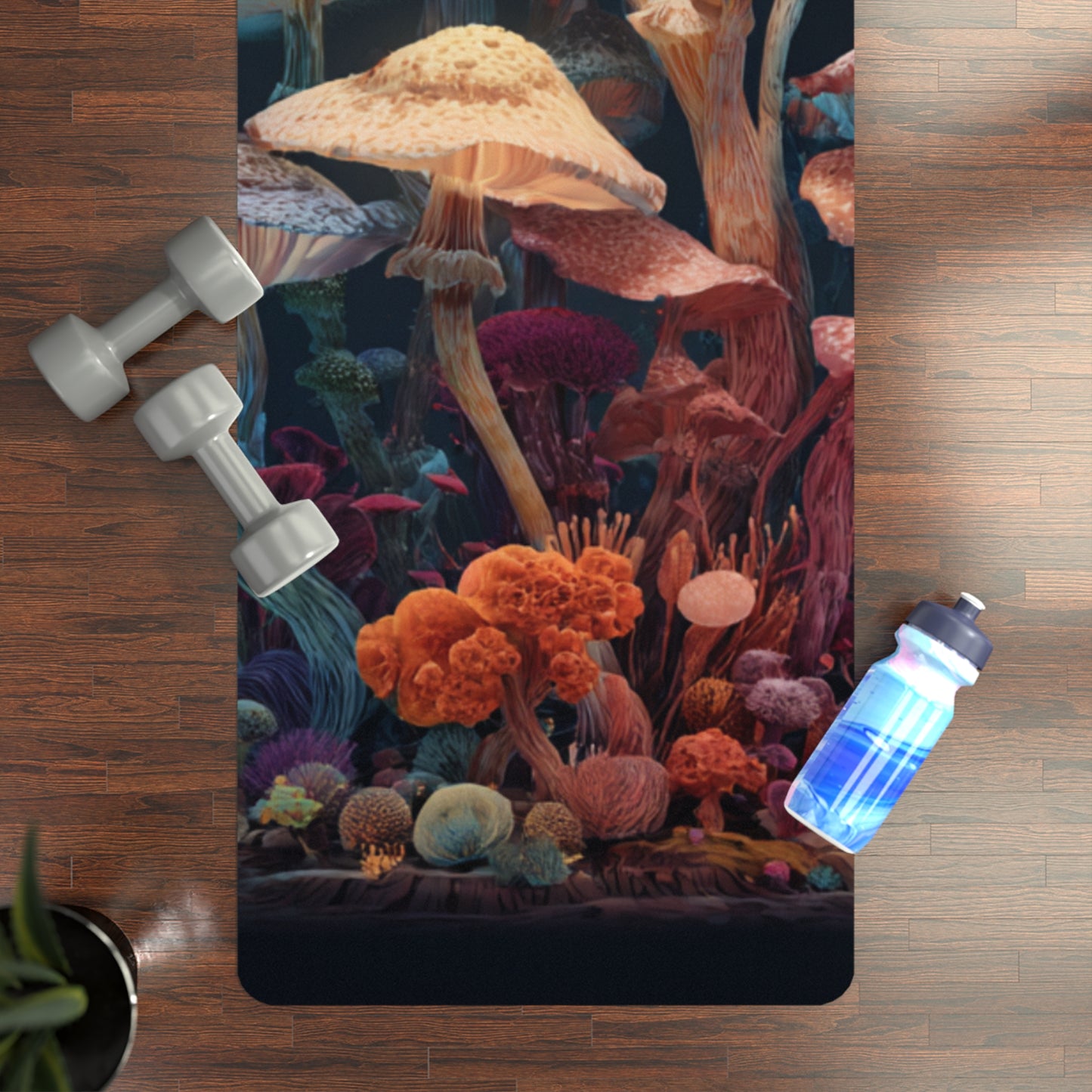Mushy Mat Glow Rubber Yoga Mat — Mystical Forest Mushroom Travel Mat