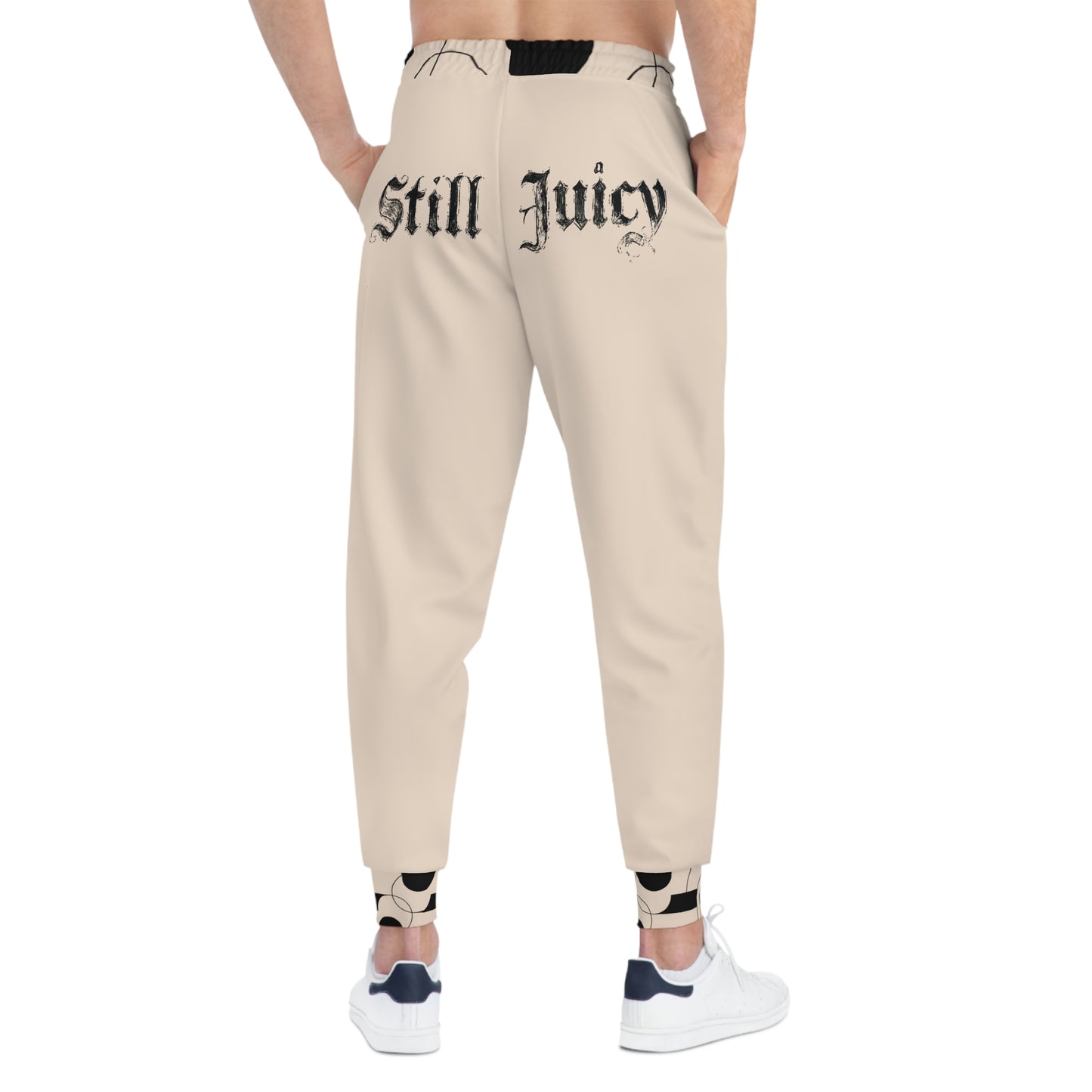 Still Juicy Athletic Joggers — Graphic Brown Joggers with 'Still Juicy' Back Text & North Star Raccoon Accent