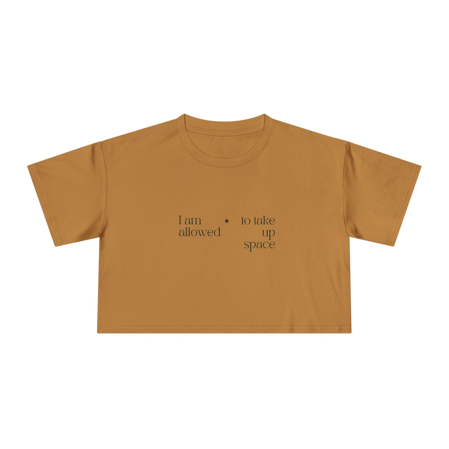 Crop Tee — "I am allowed to take up space" Floral DNA Graphic