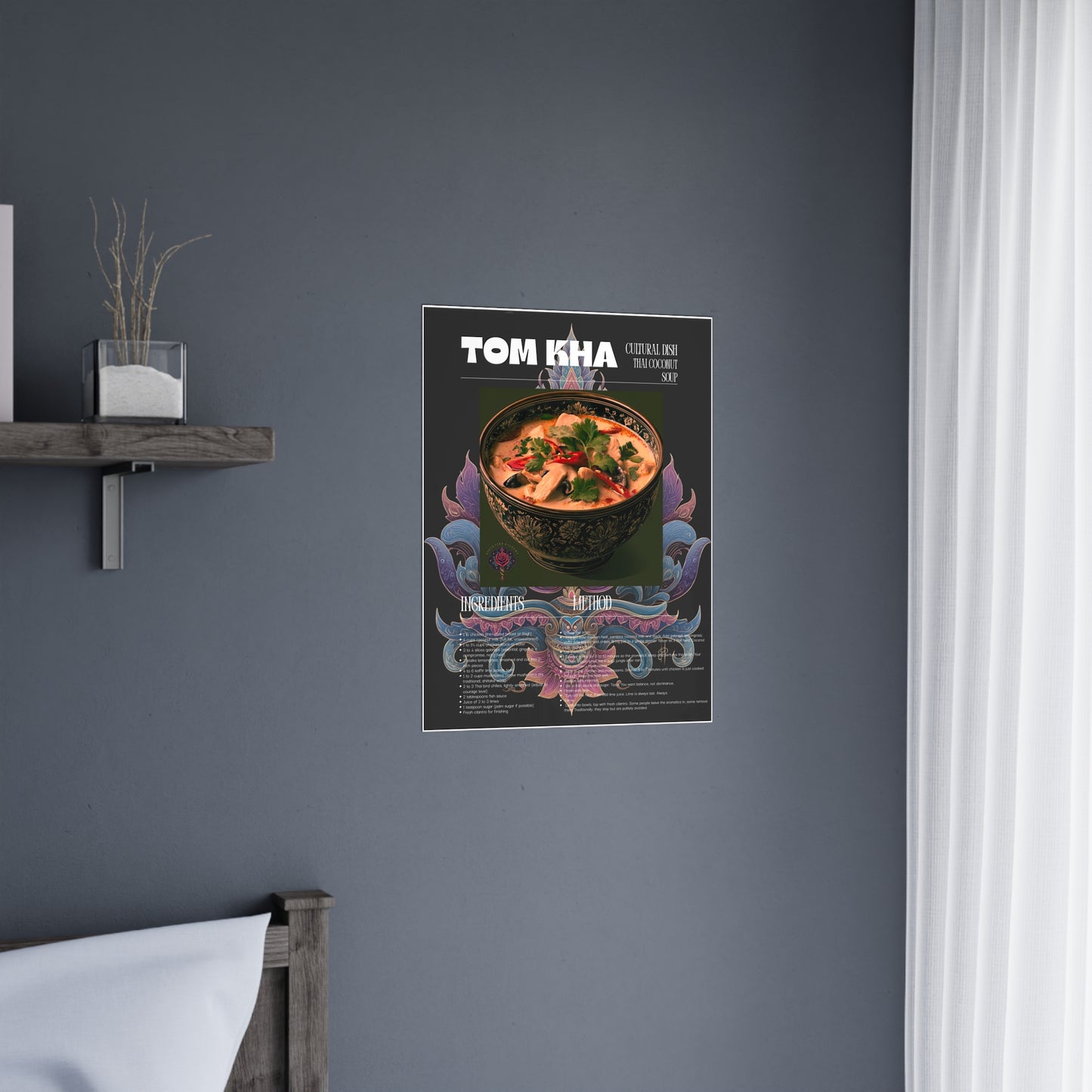 Tom Kha Poster — Thai Coconut Soup Recipe Matte Poster for Kitchen Décor