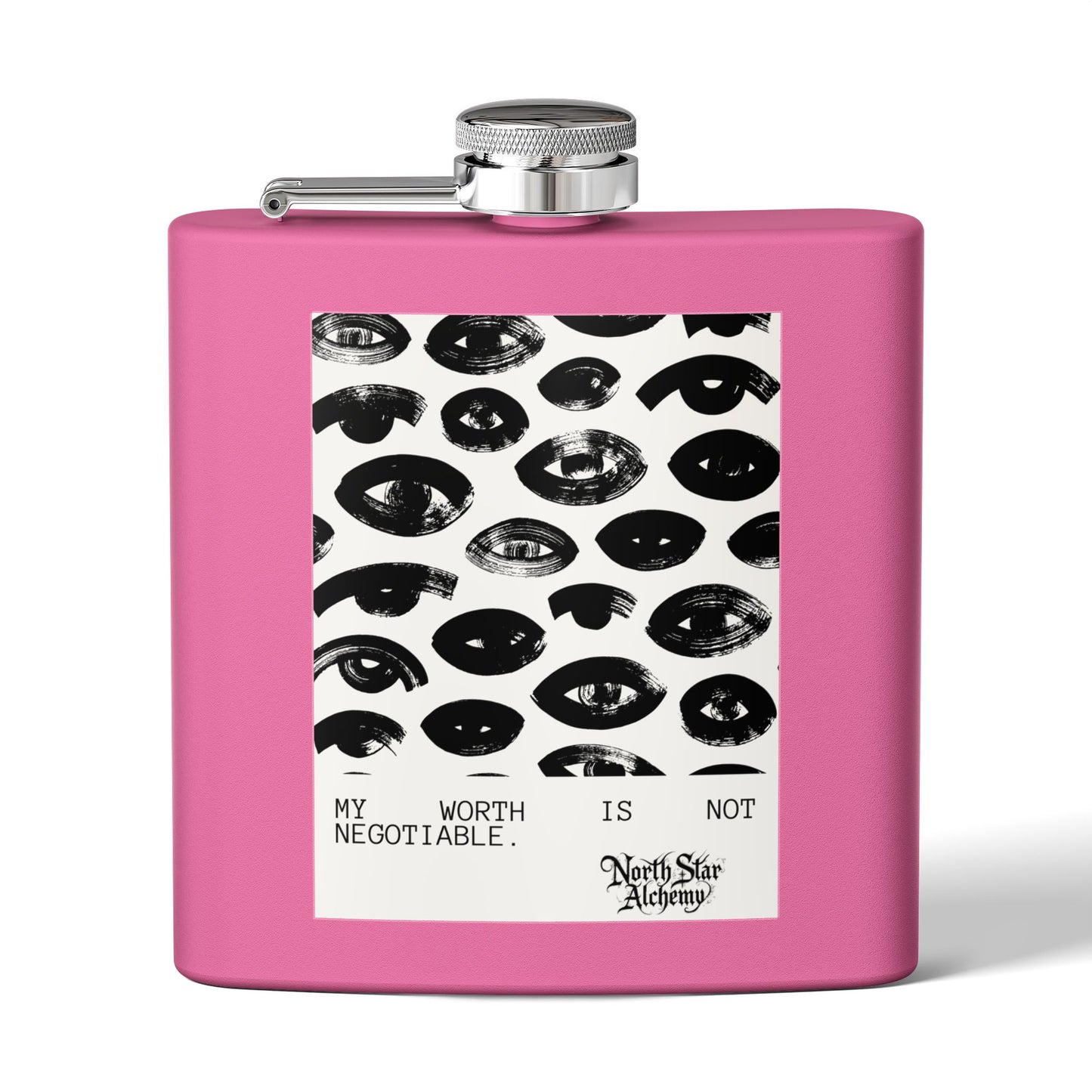 Aqua Stainless Steel Flask — "Northstar Alchemy" 6oz Hip Flask