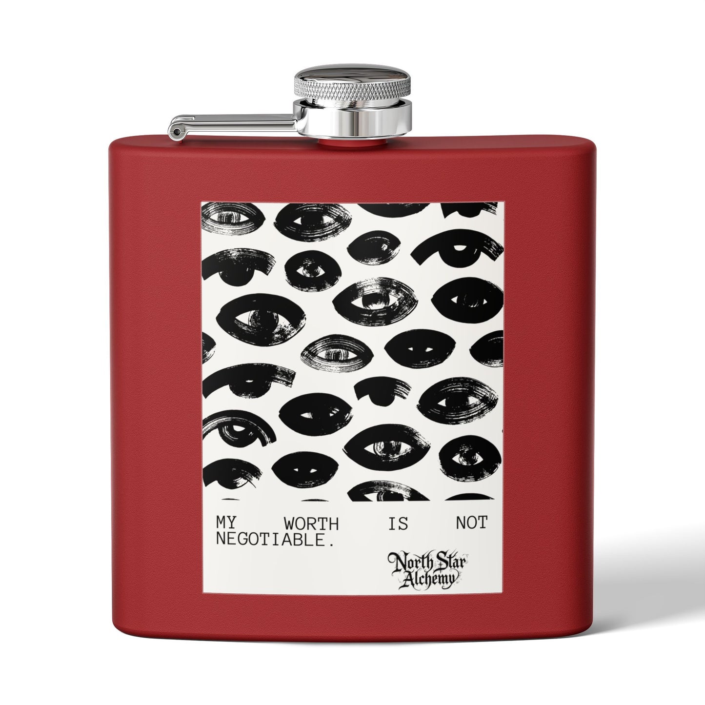 Aqua Stainless Steel Flask — "Northstar Alchemy" 6oz Hip Flask
