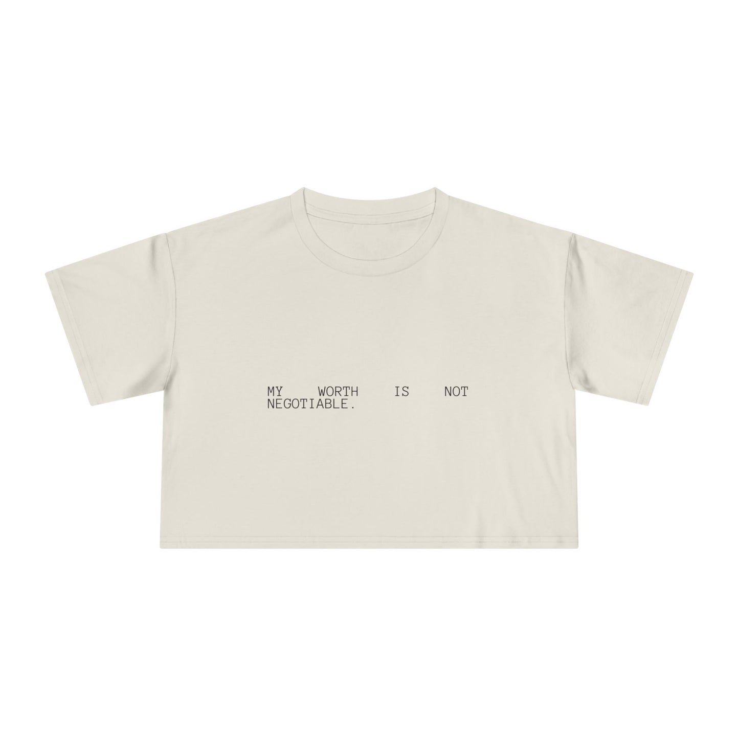 Crop Tee — "My Worth Is Not Negotiable" Rose Graphic Feminist Top