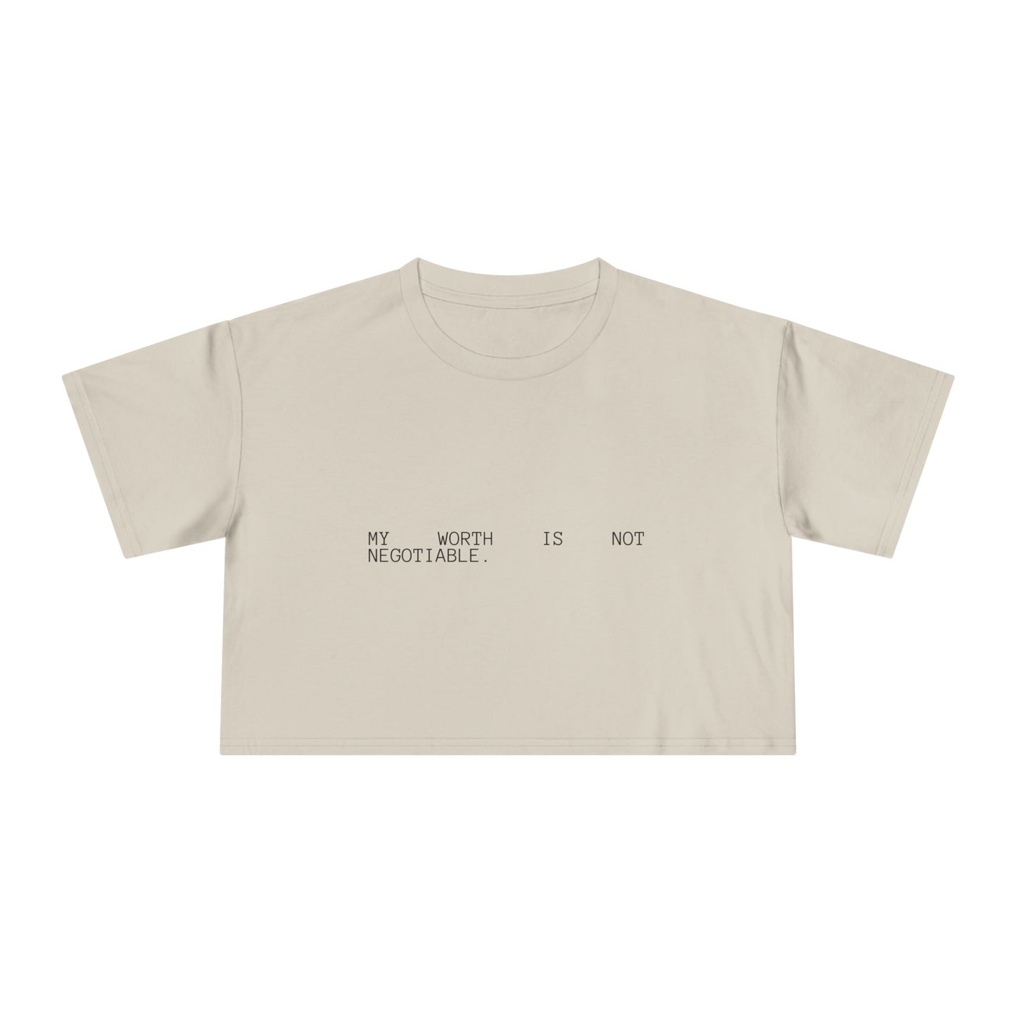 Crop Tee — "My Worth Is Not Negotiable" Rose Graphic Feminist Top