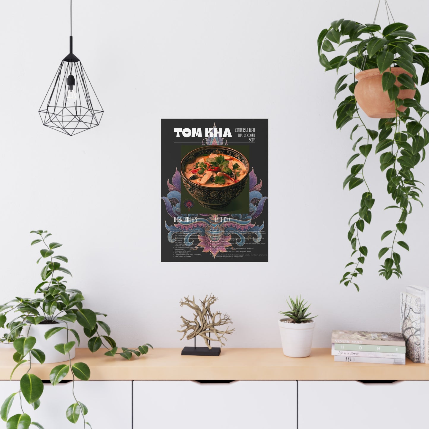 Tom Kha Poster — Thai Coconut Soup Recipe Matte Poster for Kitchen Décor
