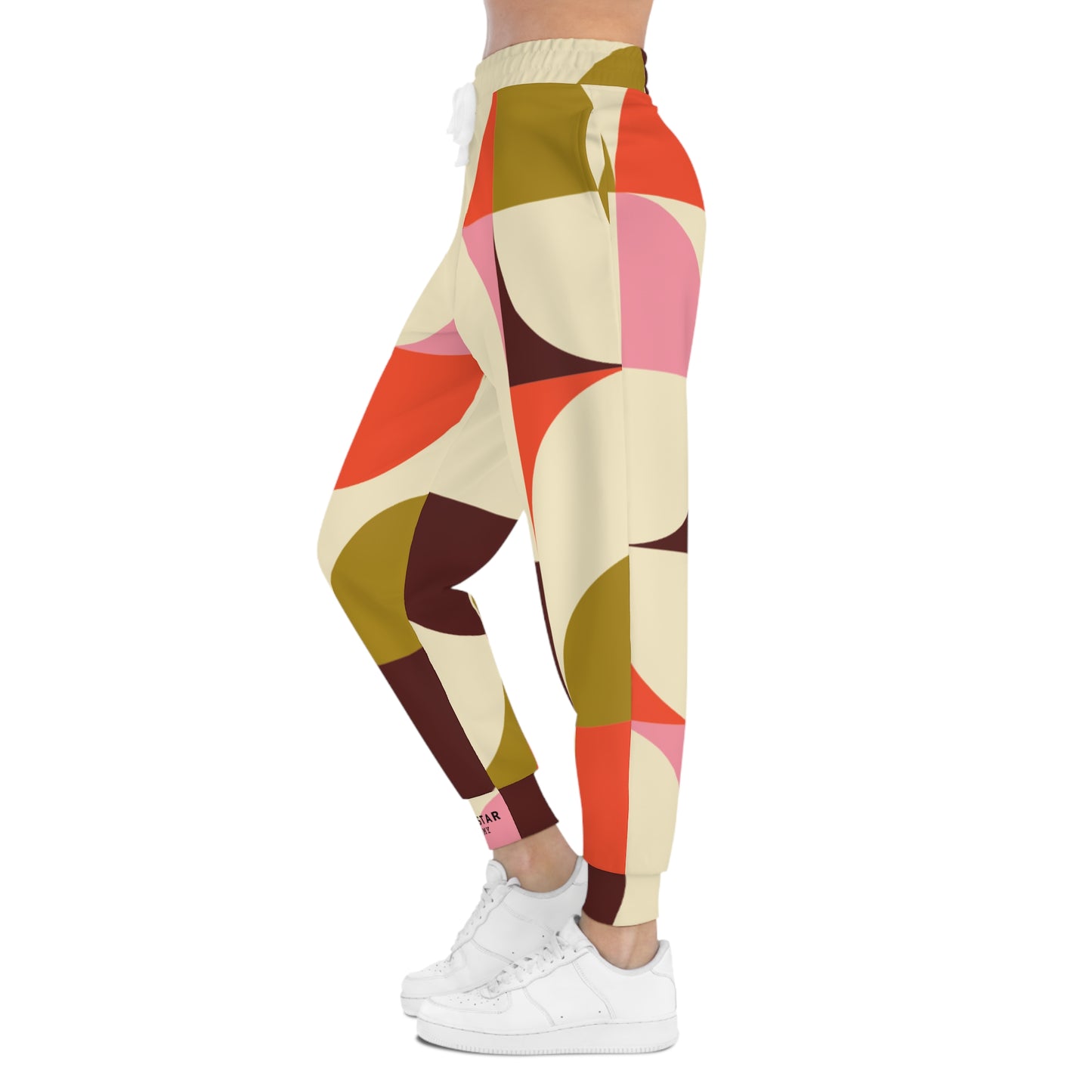 Retro Geometric Joggers — Colorblock Abstract Athletic Sweatpants