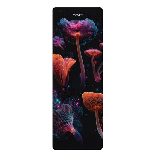 Mushy Mat Cosmic Glow Rubber Yoga Mat — Neon Mushroom Meditation Mat