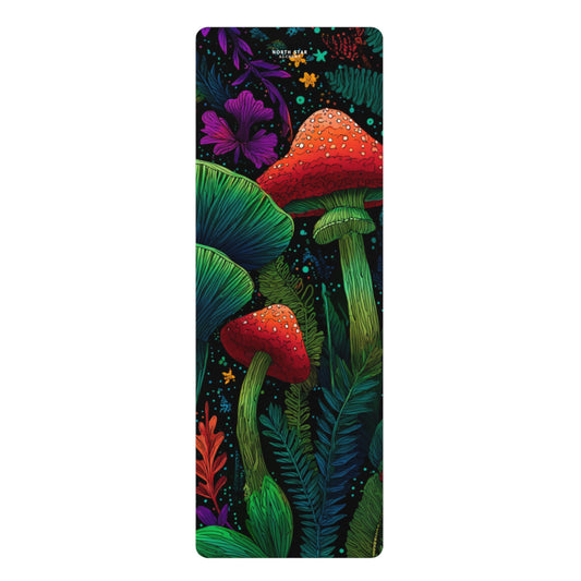 Mushy Mat Mushroom Forest Rubber Yoga Mat — Vibrant Psychedelic Botanical Design