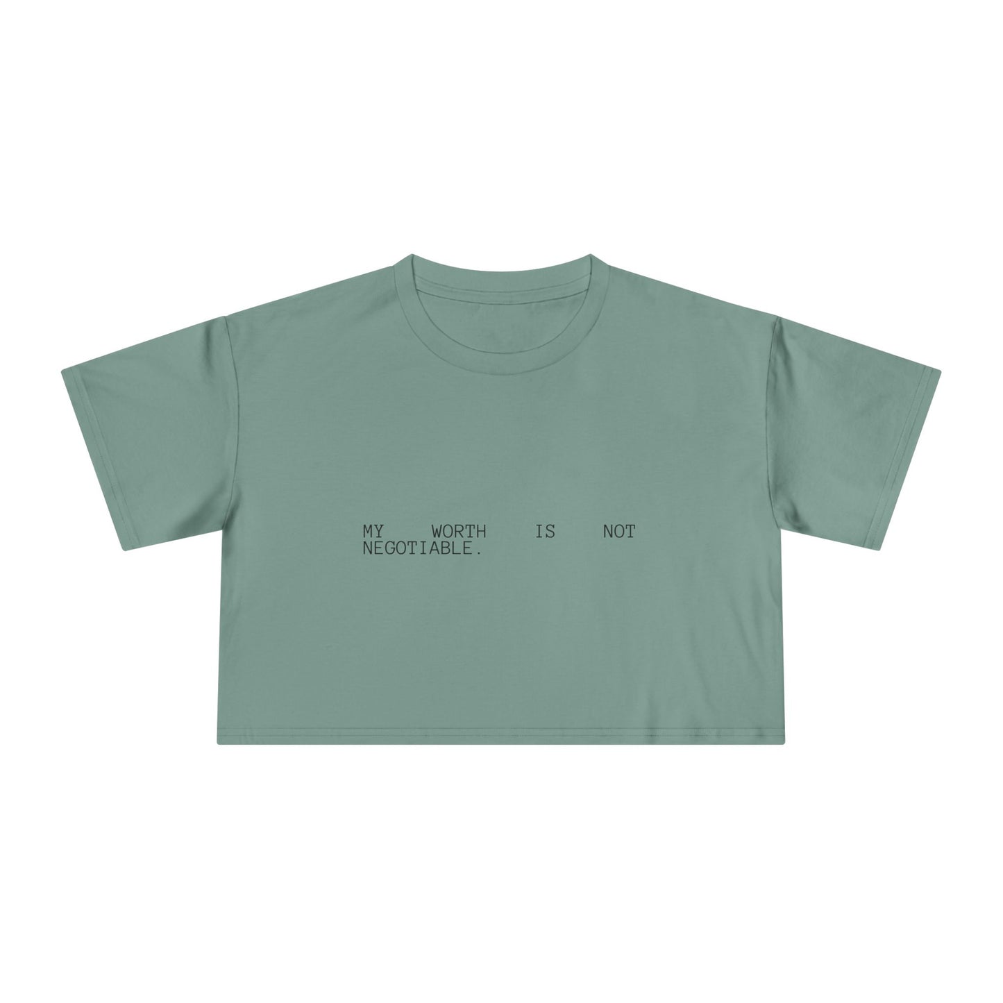 Crop Tee — "My Worth Is Not Negotiable" Rose Graphic Feminist Top