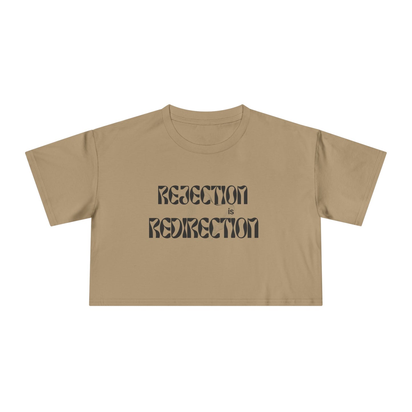 Crop Tee — "Rejection Is Redirection" Compass Graphic Inspirational Women’s Crop Tee