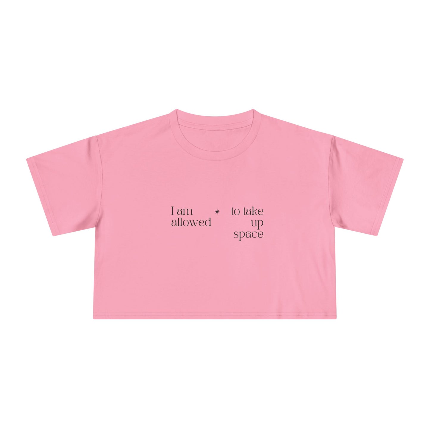 Crop Tee — "I am allowed to take up space" Floral DNA Graphic