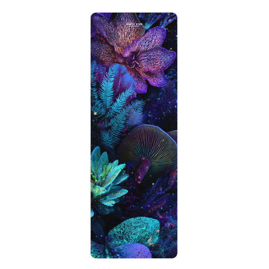 Mushy Mat Neon Floral Rubber Yoga Mat — Cosmic Mushroom & Succulent Design
