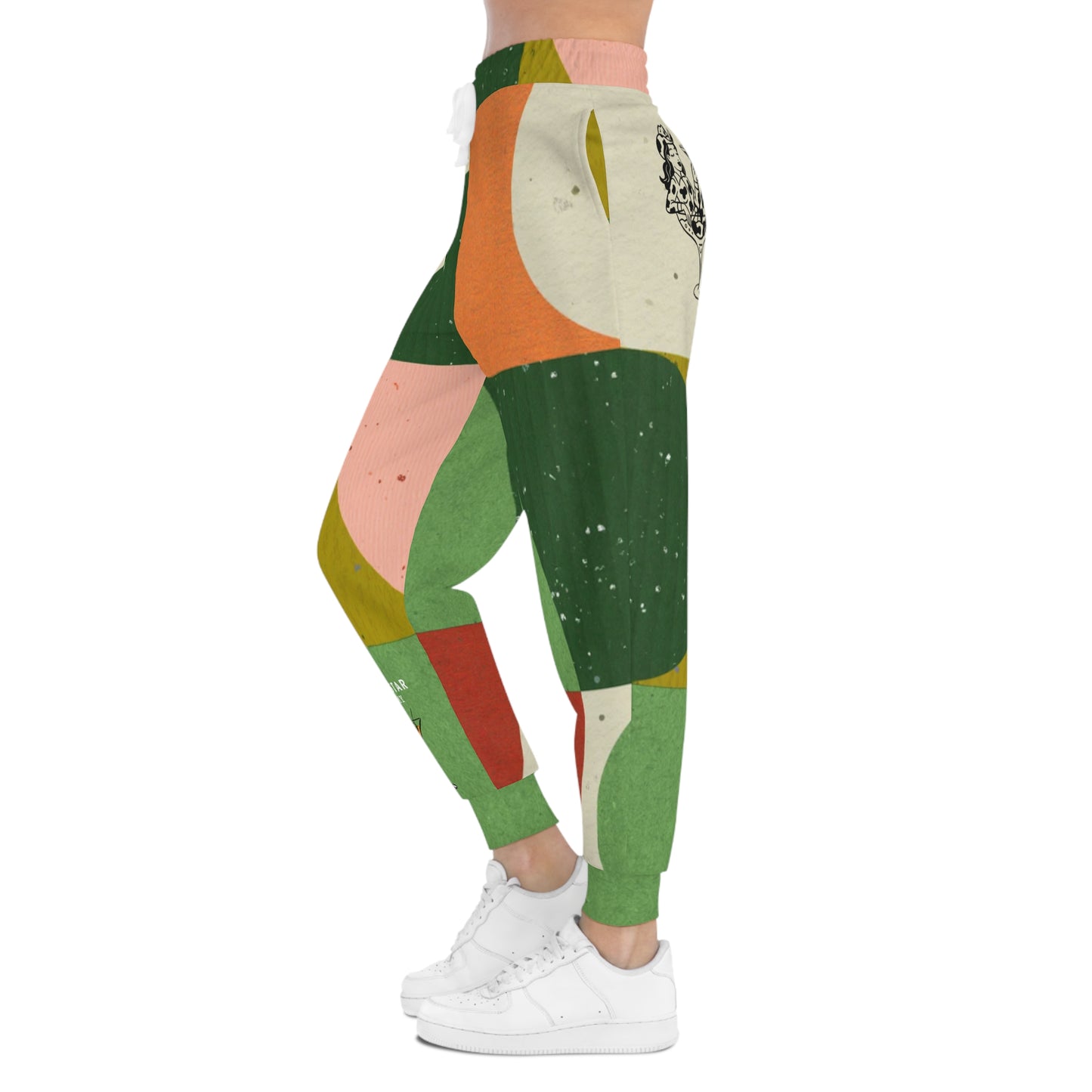 Dirty Cowgirl Retro Geometric Athletic Joggers — 'Shaken Not Stirred' Cocktail Design